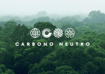 o fundo da imagem mostra uma floresta com muitas árvores. Em destaque, o texto "carbono neutro"