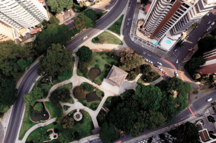 fotografia aérea do bairro batel, em Curitiba